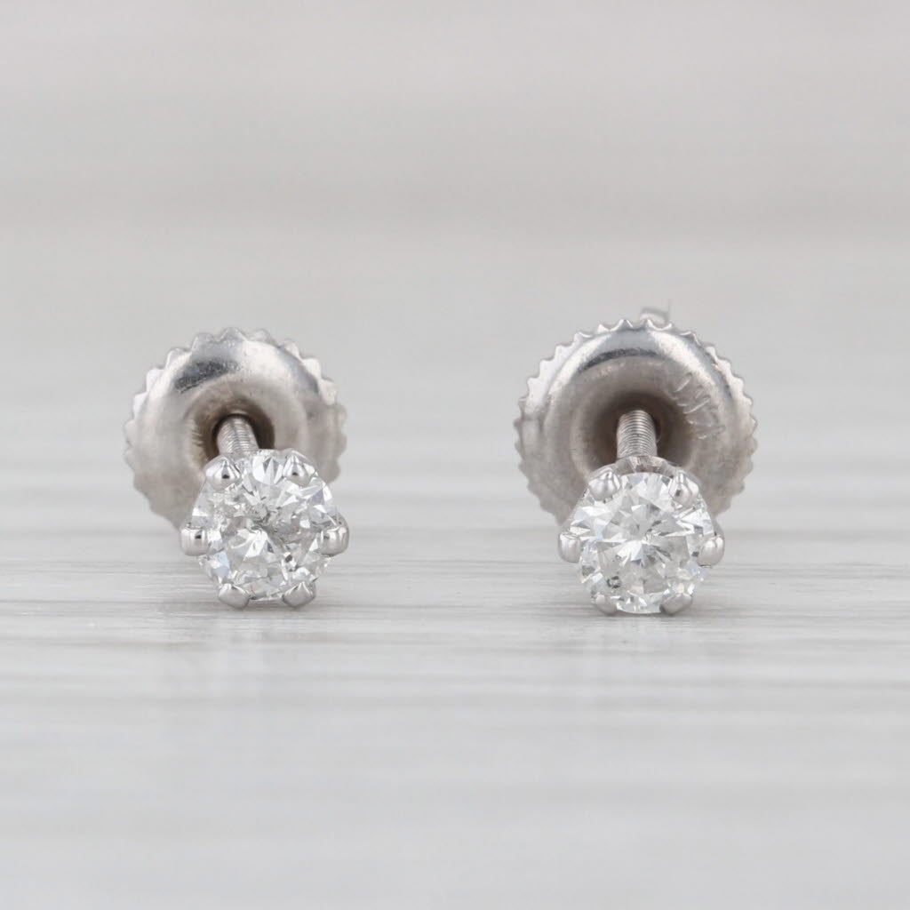 0.40ctw Diamond Round Solitaire Earrings 14k White Gold Studs