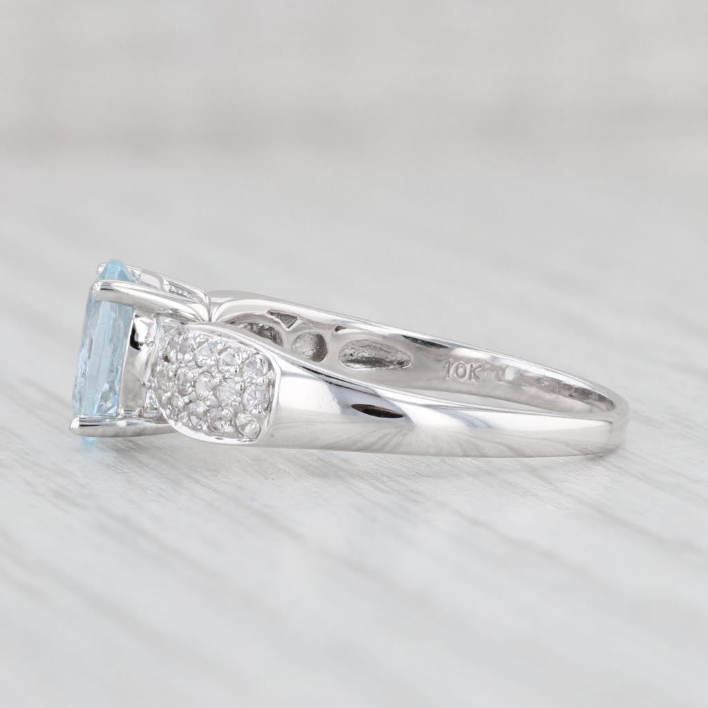 Light Gray 1.74ctw Oval Aquamarine Sapphire Ring 10k White Gold Size 8.25