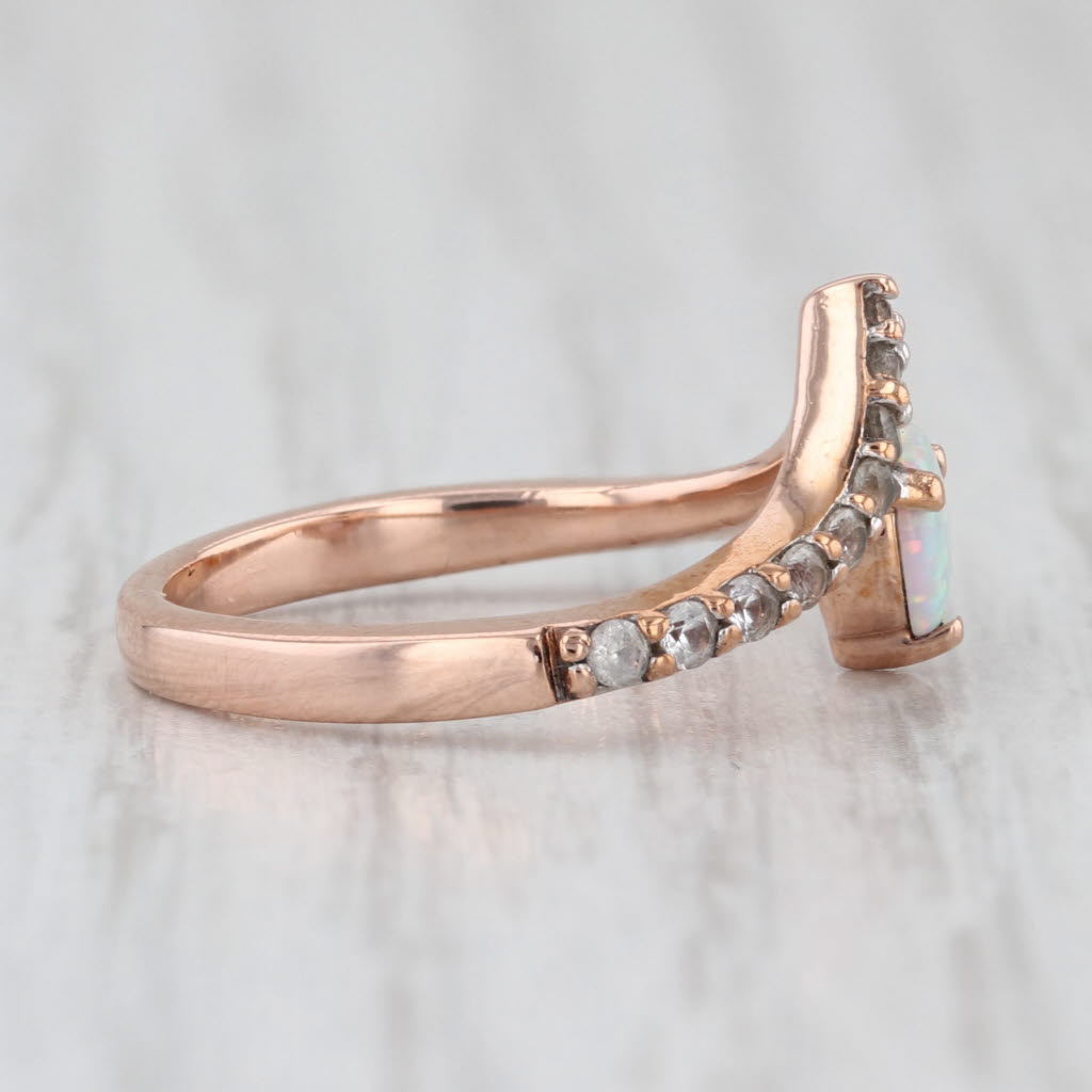 Lab Created Opal Sapphire Contoured Ring 10k Rose Gold Size 4