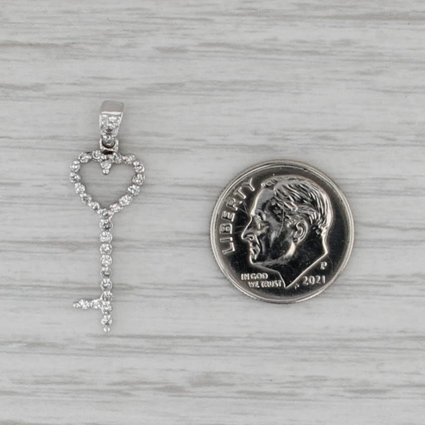 0.20ctw Diamond Heart Skeleton Key Pendant 14k White Gold
