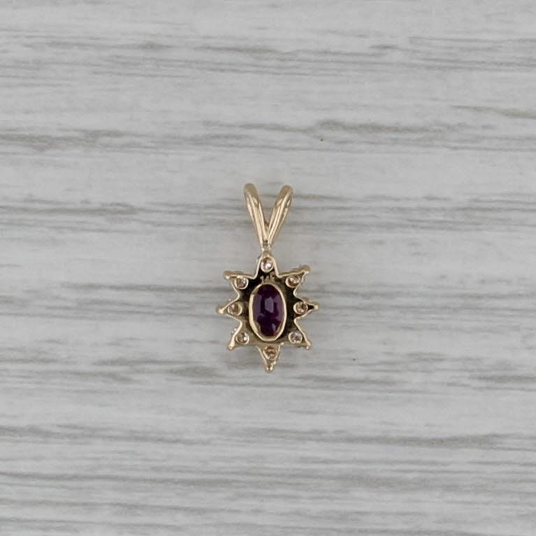 0.40ctw Ruby Diamond Halo Pendant 14k Yellow Gold Small Drop