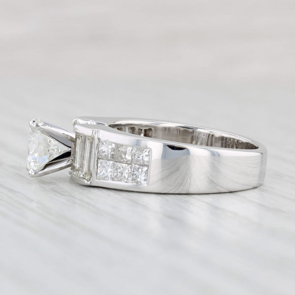 3.45ctw Round Diamond Engagement Ring 18k White Gold Size 8.25 GIA