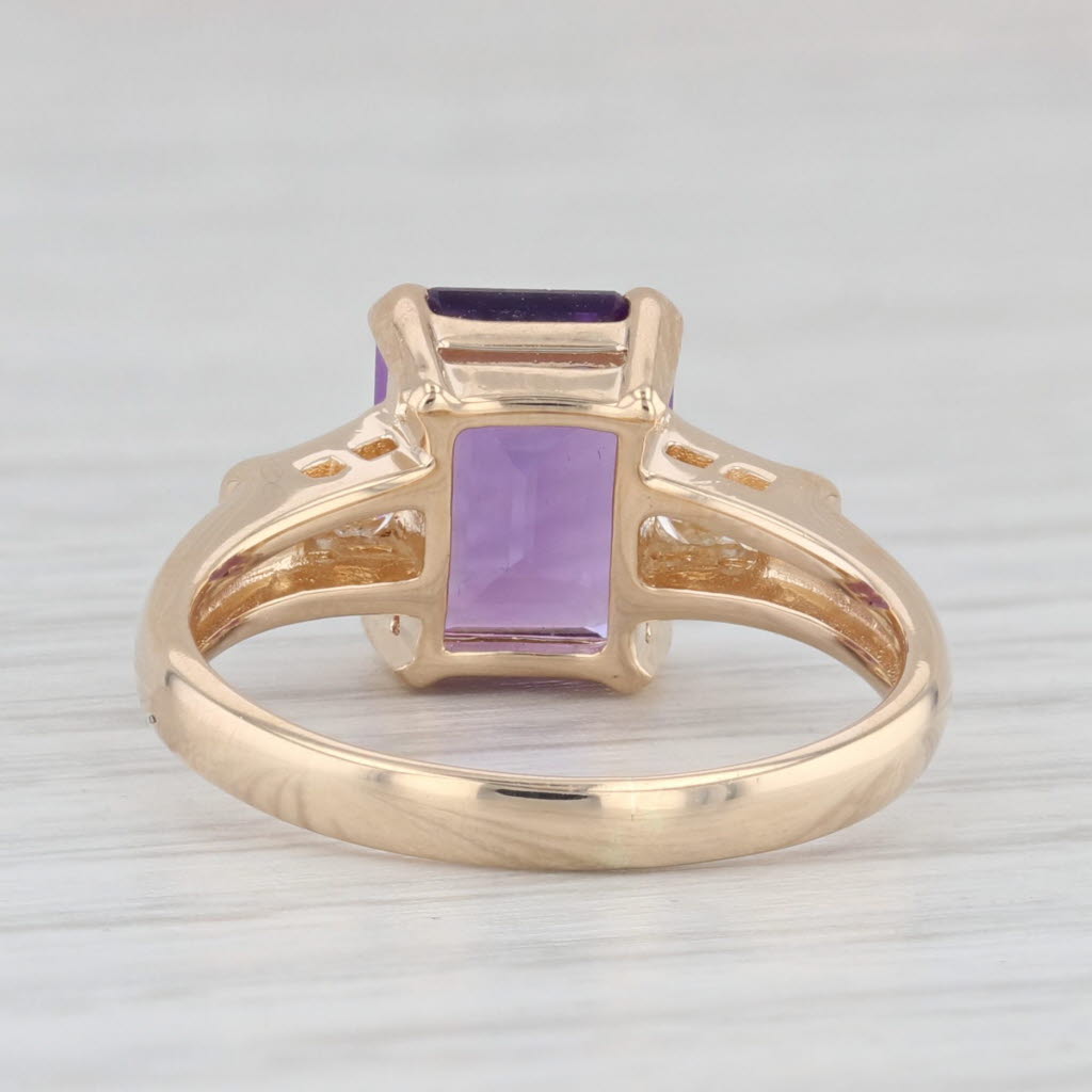 Light Gray 2.05ctw Amethyst Diamond Ring 14k Yellow Gold Size 5.5