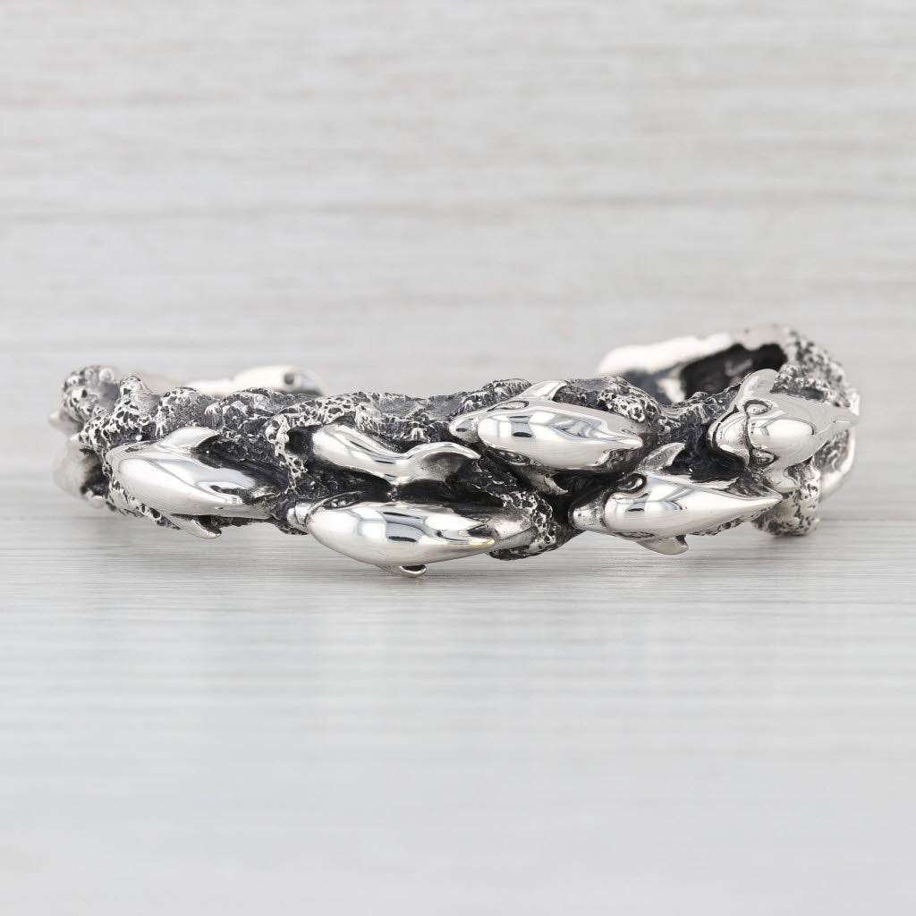 Kabana Dolphins in the Water Cuff Bracelet Sterling Silver 6.25" Statement