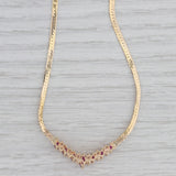 1.14ctw Diamond Ruby V Necklace 14k Yellow Gold 15.5" Herringbone Chain