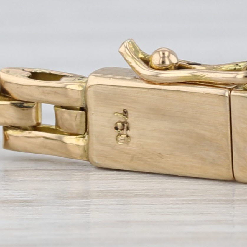 Diamond Jadeite Jade Bracelet 18k Yellow Gold Panther Chain 6.5"