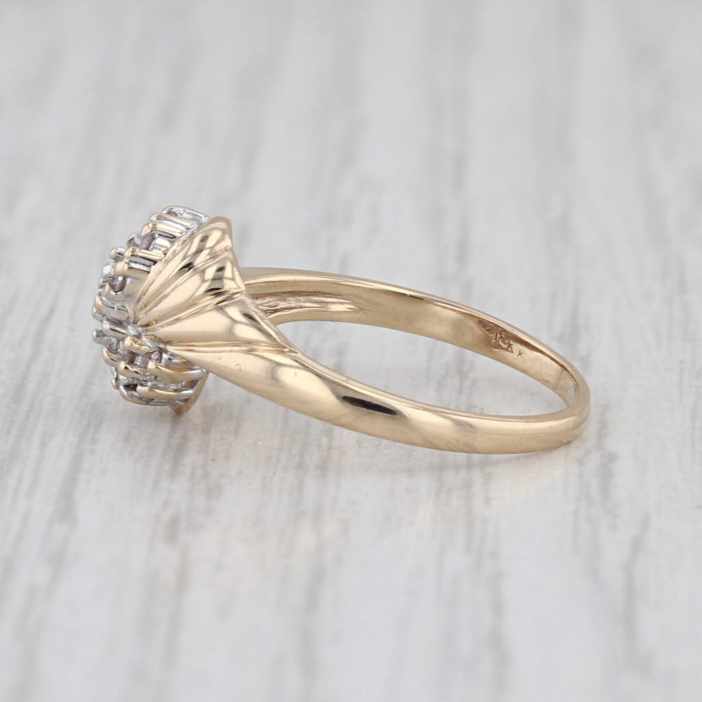 0.23ctw Diamond Cluster Bypass Ring 10k Yellow Gold Size 7