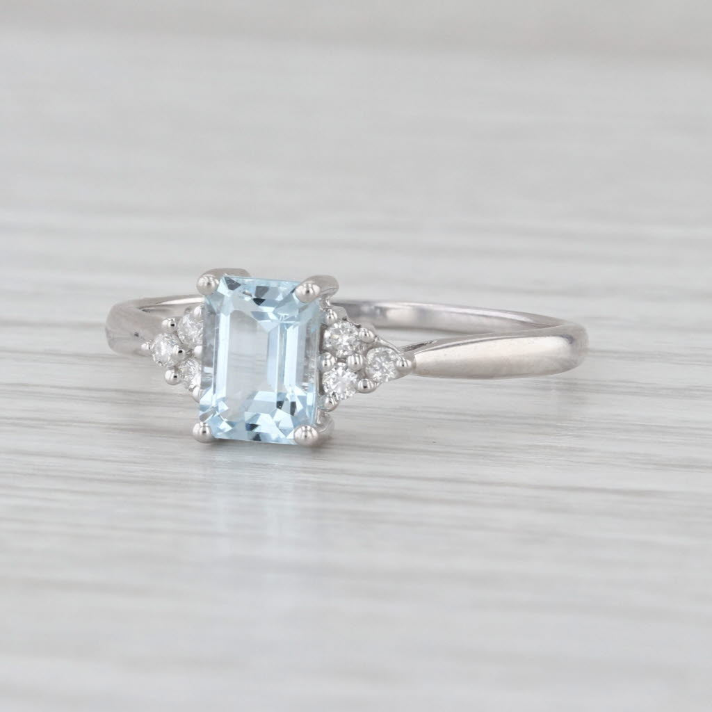 1.07ctw Aquamarine Diamond Engagement Ring 14k White Gold Size 9-9.25