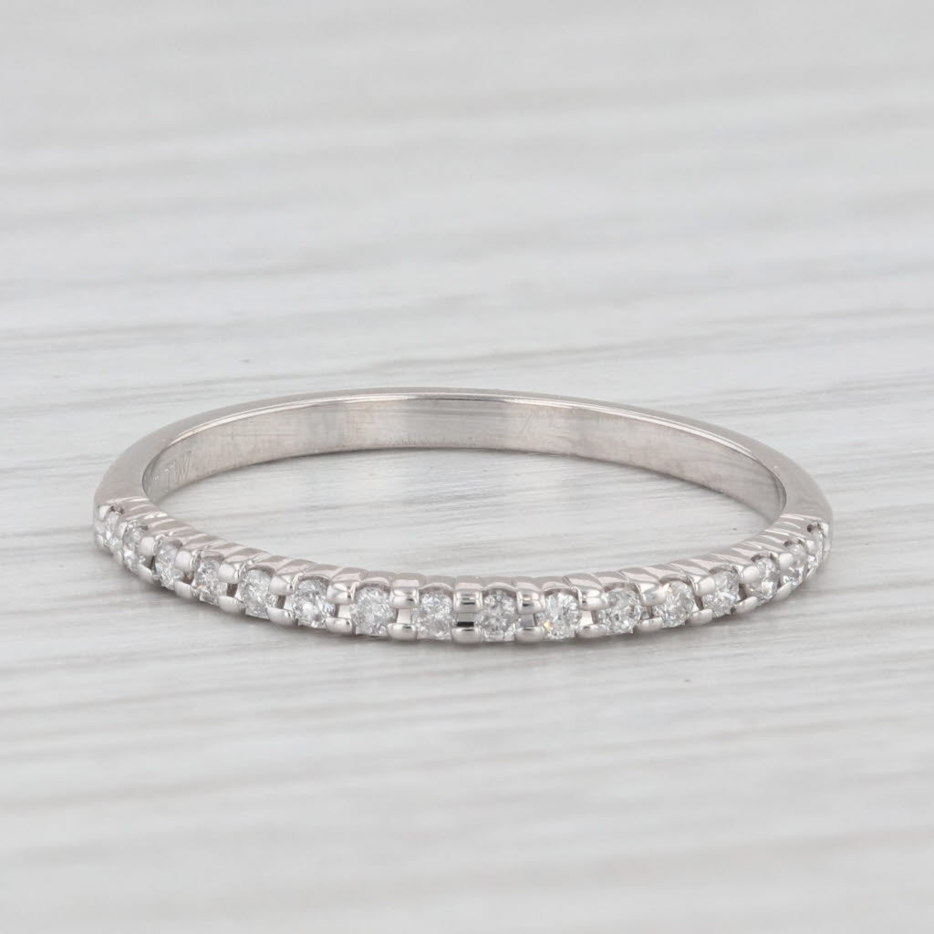 Light Gray 0.15ctw Diamond Wedding Band 10k White Gold Stackable Anniversary Ring Size 7