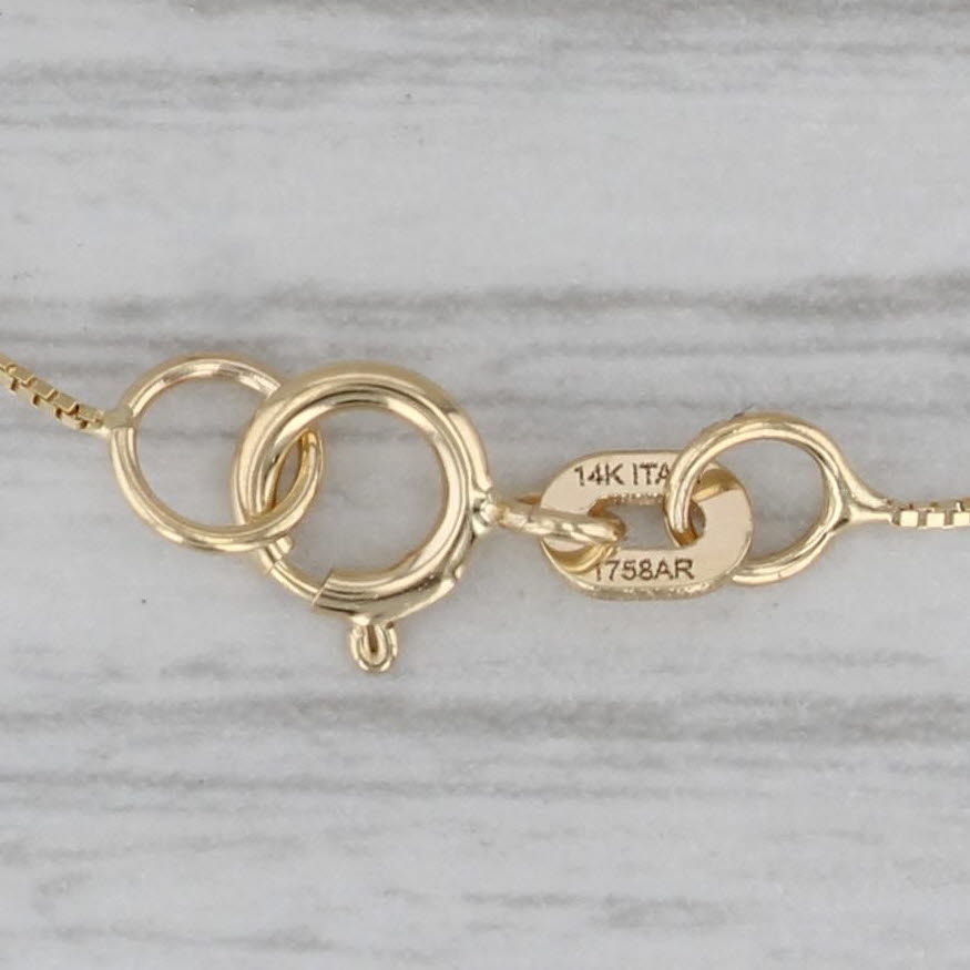 Gray New Bar & Circle Necklace 14k Yellow Gold 16" 18" Box Chain