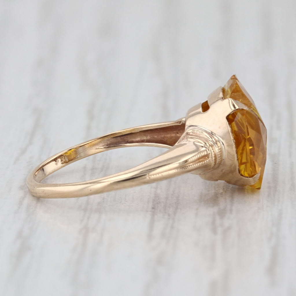 Lab Created Yellow Sapphire Shamrock Clover Flower Ring 10k Yellow Gold Size 5