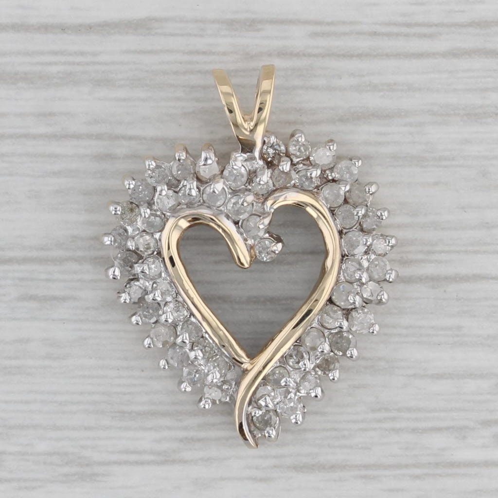Gray 0.30ctw Diamond Heart Pendant 10k Yellow White Gold