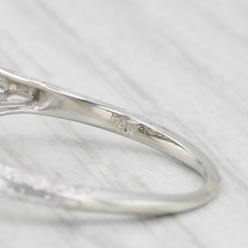 Art Deco Diamond Engagement Ring 18k White Gold Size 6.25 Vintage Solitaire