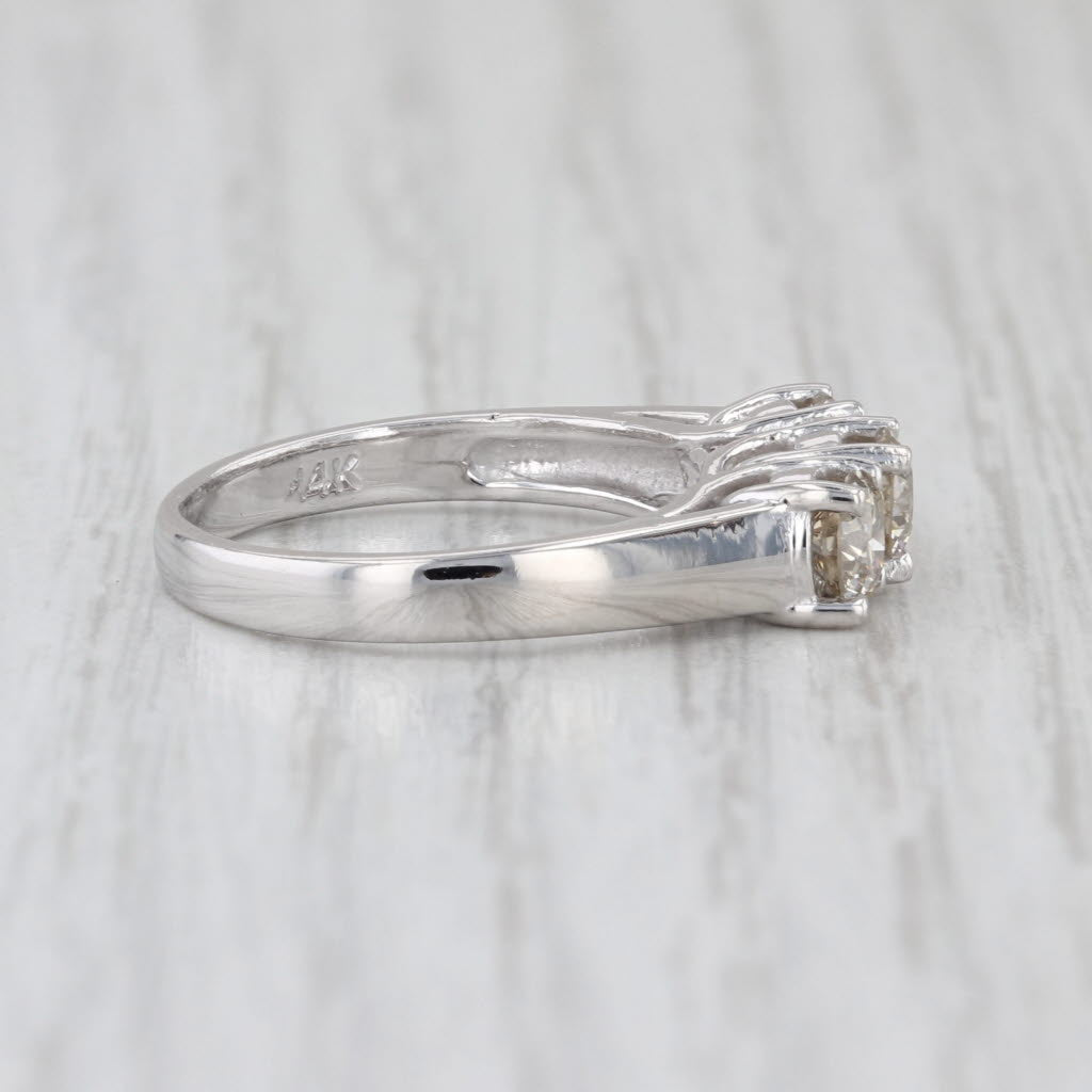 1.09ctw Champagne Diamond 3-Stone Engagement Ring 14k White Gold Size 6.25