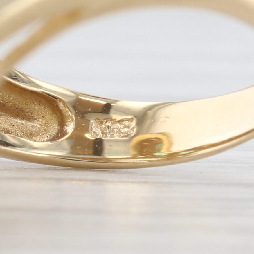 Light Gray 1.24ctw Emerald Diamond Fan Spray Ring 18k Yellow Gold Cocktail Size 6.5
