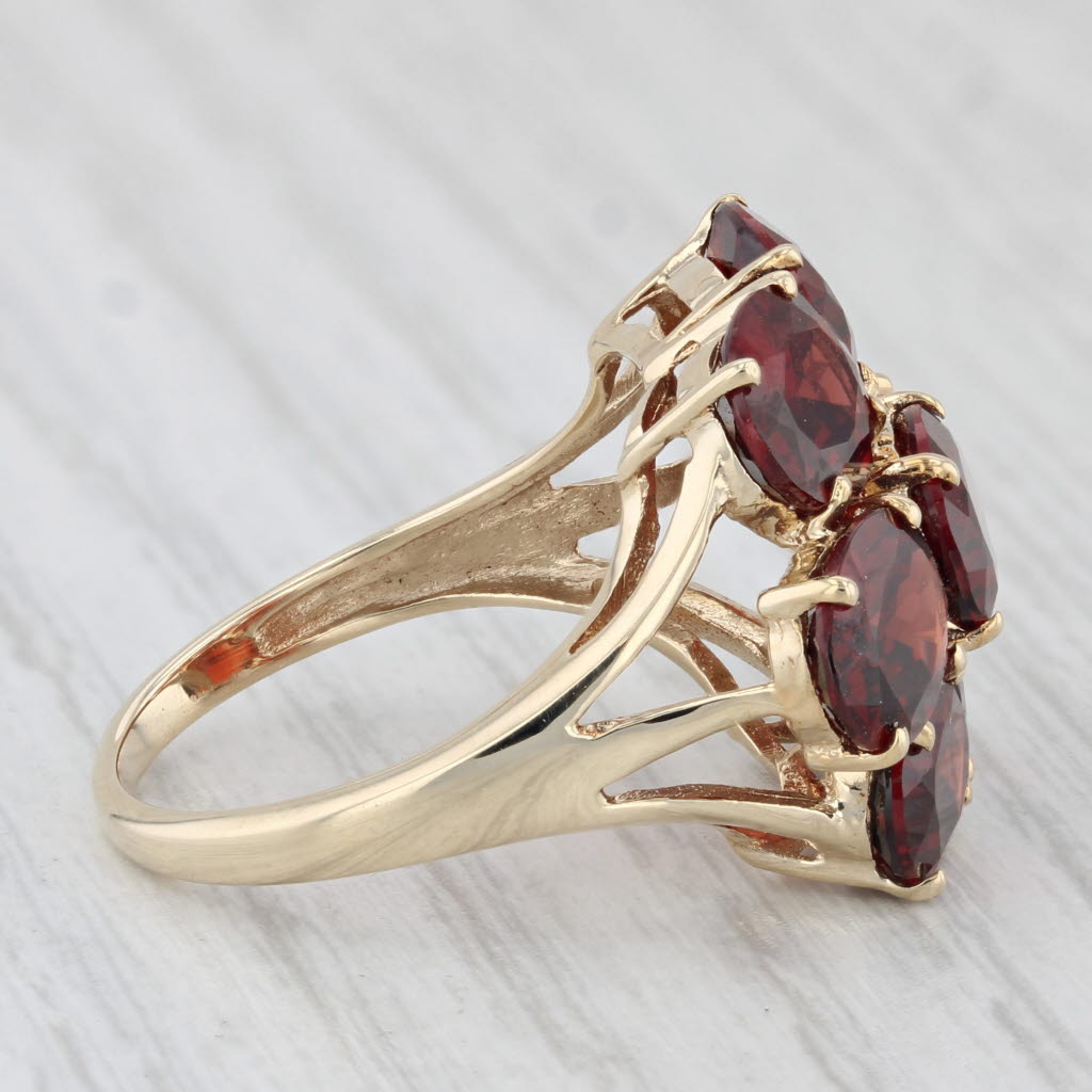 Light Gray 10.30ctw Garnet Cluster Ring 10k Gold Cocktail Size 7