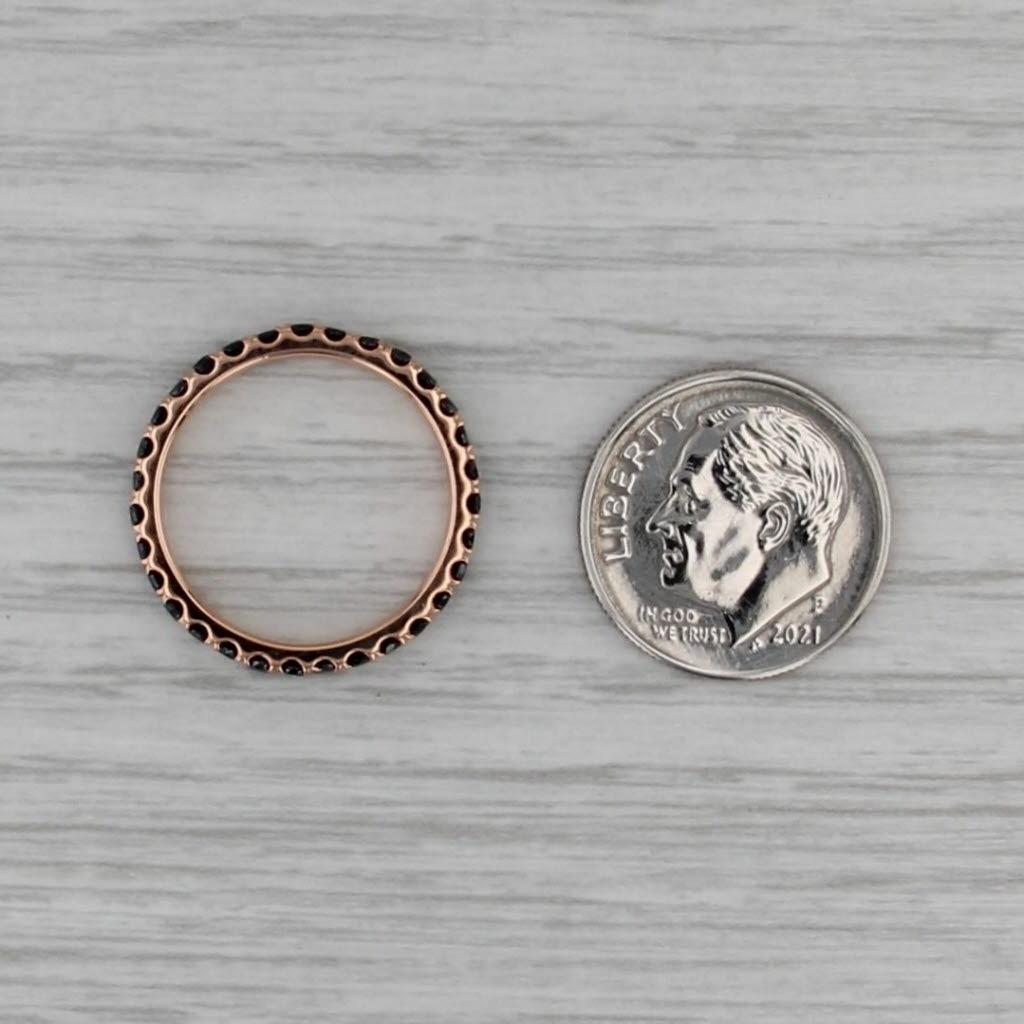 0.80ctw Black Diamond Eternity Ring 18k Rose Gold Size 5.5 Stackable Band