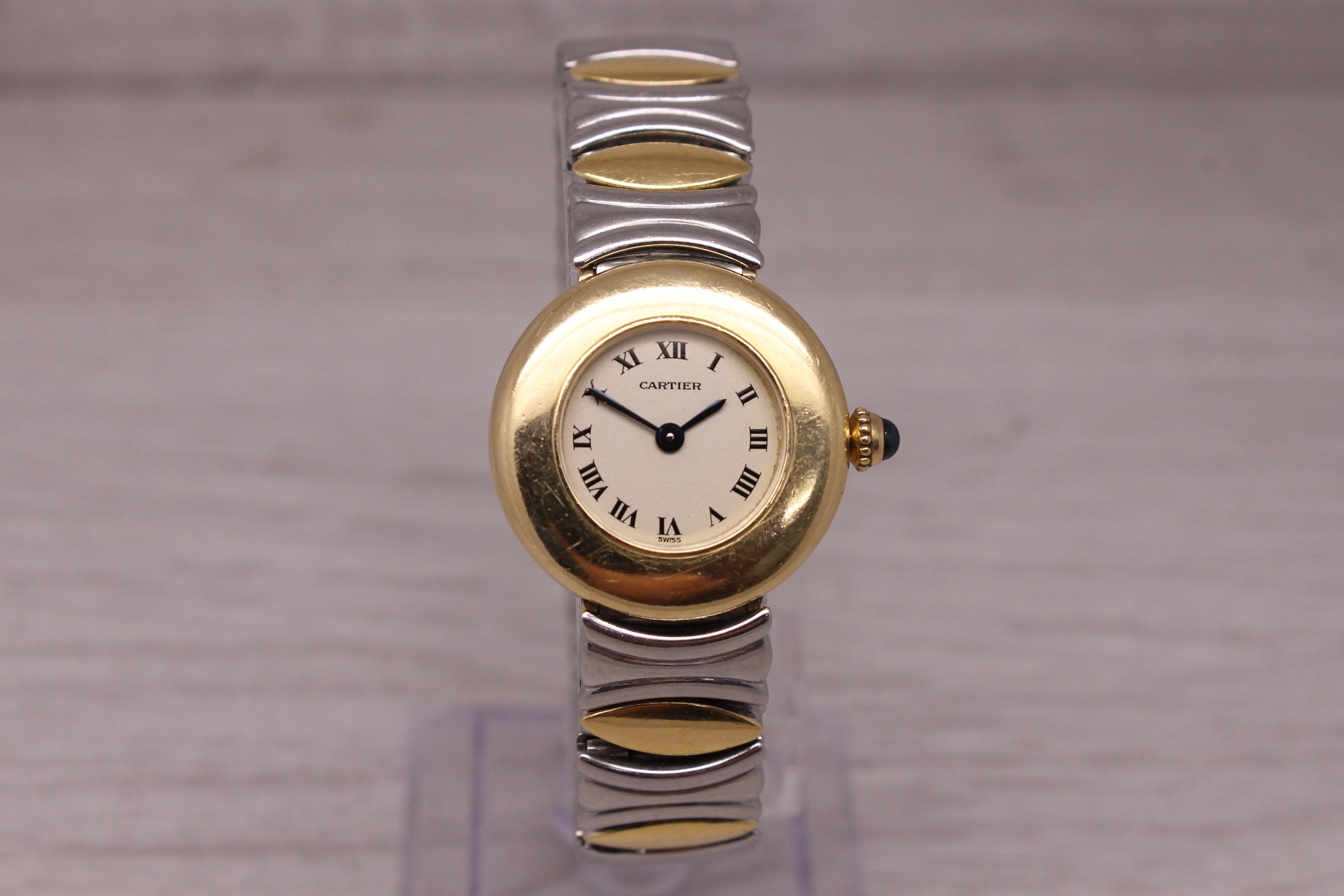 Vintage Cartier Baignoire 24mm Ladies 18k & Steel Quartz Wrist Watch 8057908C