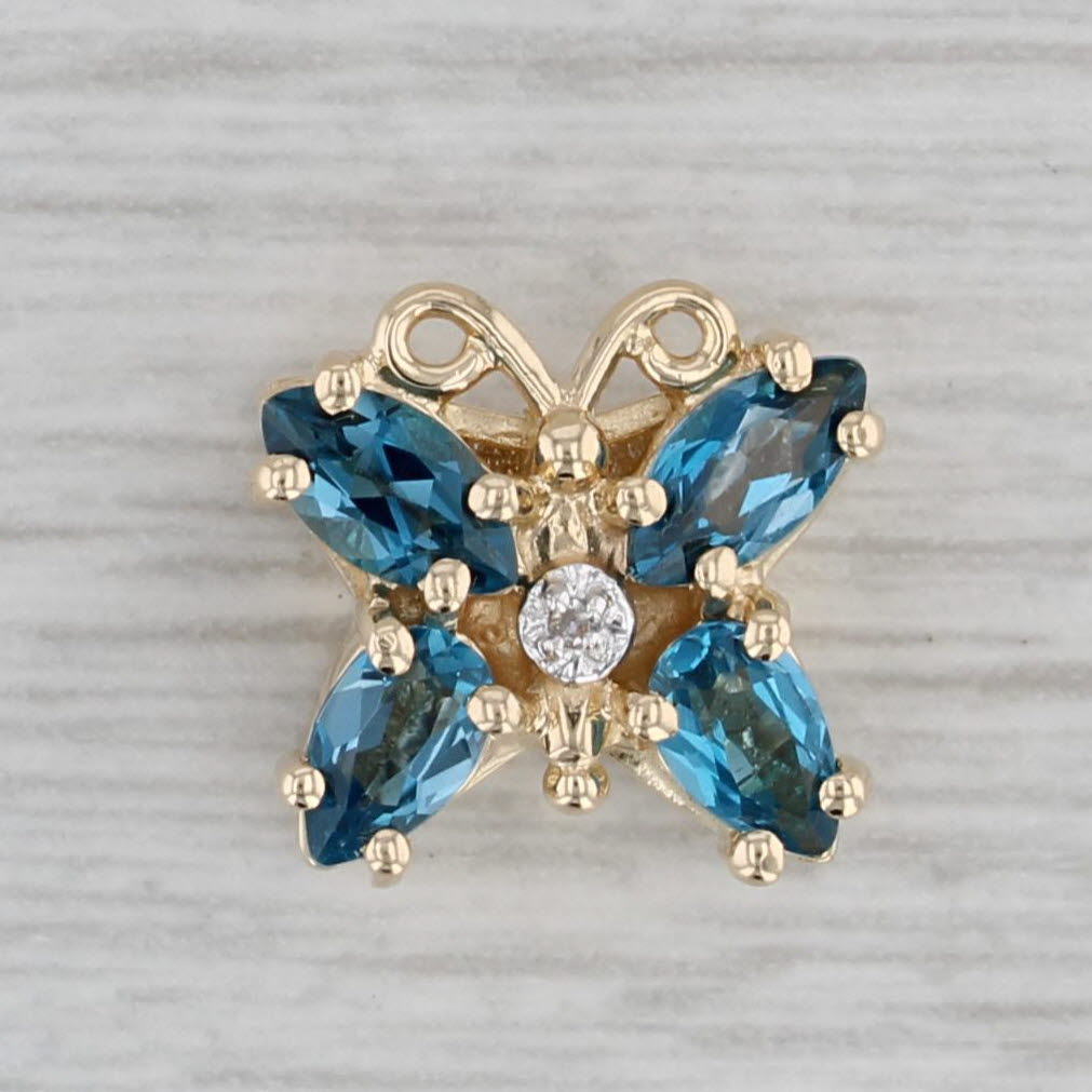 Gray Richard Klein Blue Topaz Butterfly Slide Bracelet Charm 14k Yellow Gold Vintage