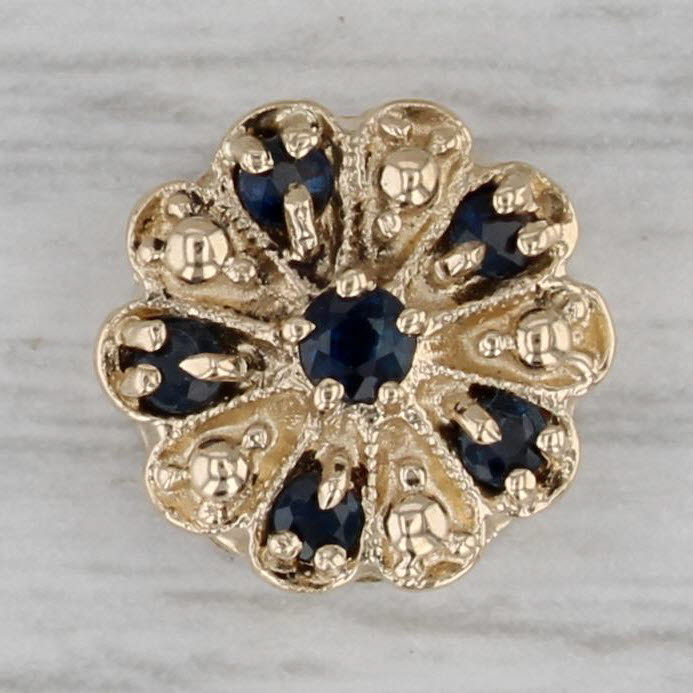 Dark Gray 0.20ctw Blue Sapphire Flower Slide Bracelet Charm 14k Yellow Gold Richard Klein