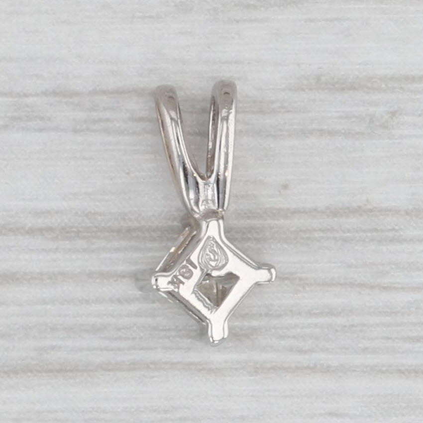 Light Gray 0.30ct Princess Diamond Solitaire Pendant 18k White Gold Small Drop