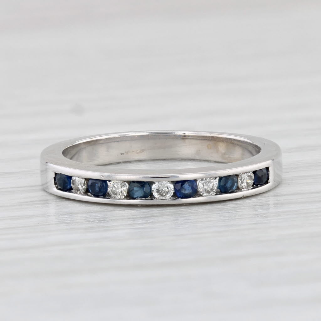 Light Gray 0.28ctw Sapphire Diamond Ring 14k White Gold Size 6 Stackable Wedding Band