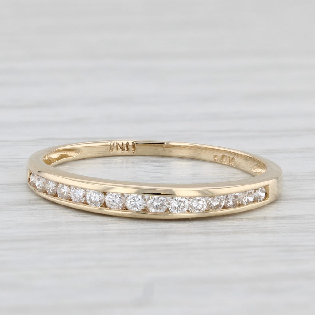 Light Gray 0.23ctw Diamond Wedding Band 14k Yellow Gold Size 6.75 Stackable Anniversary