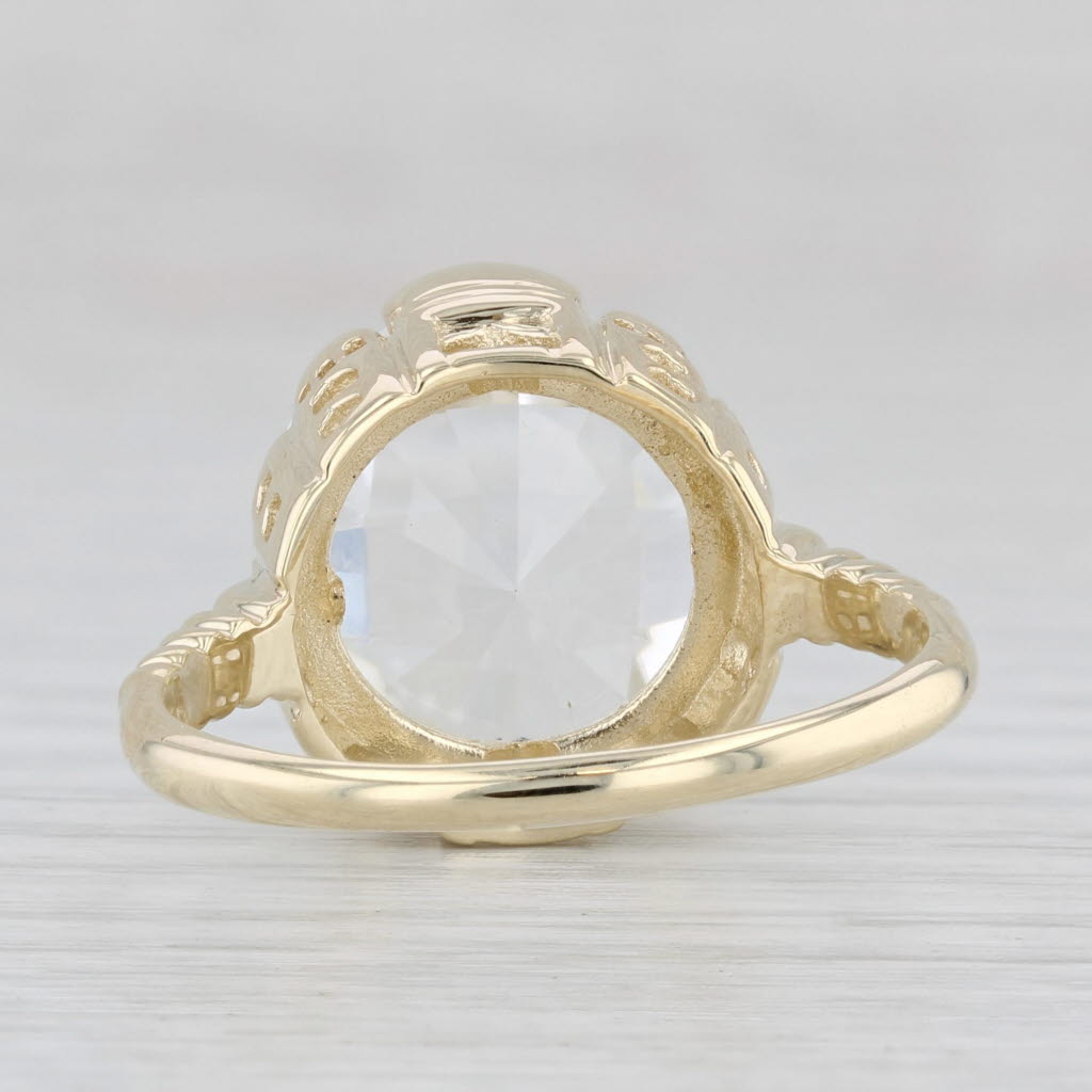 Light Gray White Topaz Round Solitaire Ring 10k Yellow Gold Size 10