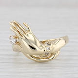 Light Gray Hand Holding Diamond Ring 14k Yellow Gold Size 7.5 Statement Bypass