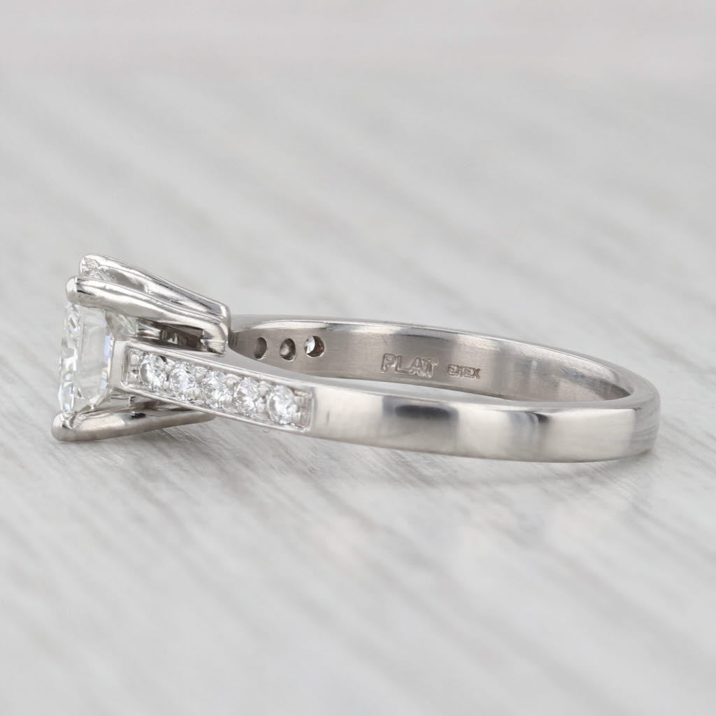 Light Gray 1.30ctw Diamond Engagement Ring Platinum VS1 H GIA Size 6 Cathedral Band