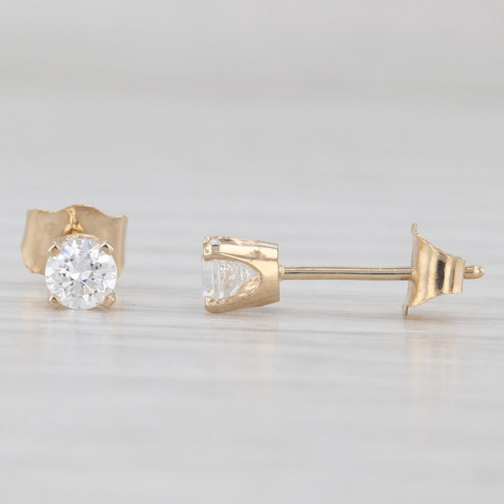 Light Gray 0.25ctw Cubic Zirconia Round Solitaire Stud Earrings 14k White Gold