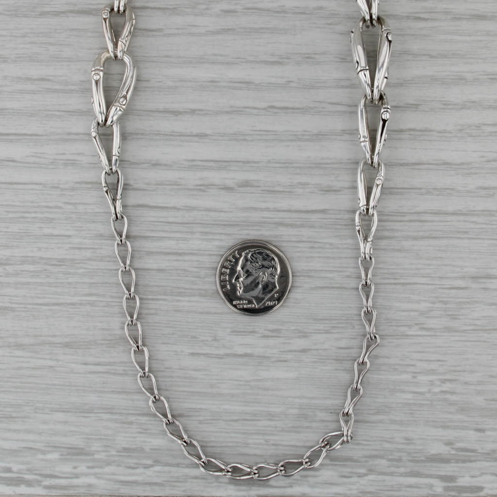 John Hardy Bamboo Station Necklace Sterling Silver Wheat Chain Statement 36"
