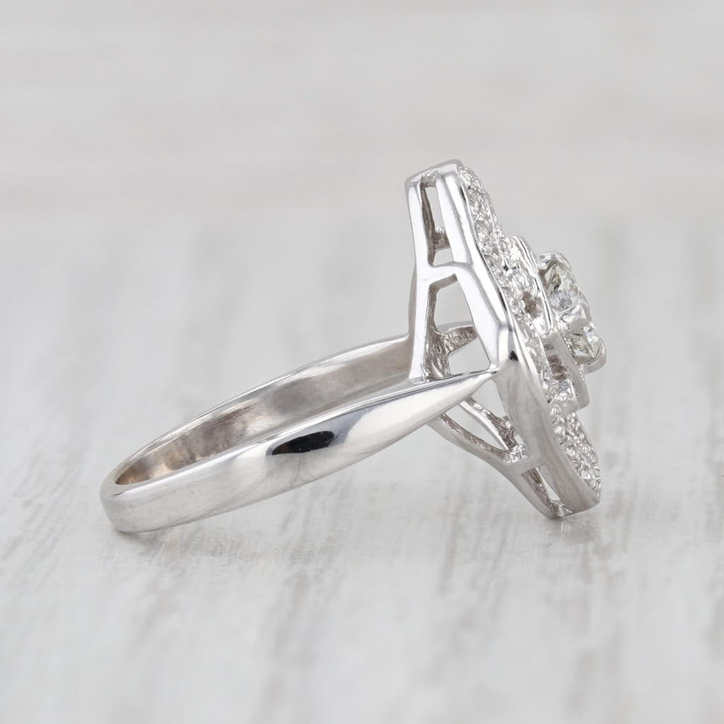 0.60ctw Diamond Openwork Ring 14k White Gold Size 5.75 Engagement