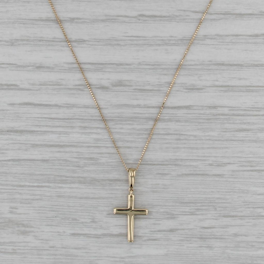 Diamond Cross Pendant Necklace 10k Yellow Gold 20.5" Box Chain