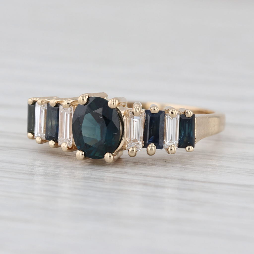 1.97ctw Oval Blue Sapphire Diamond Ring 14k Yellow Gold Size 7.25