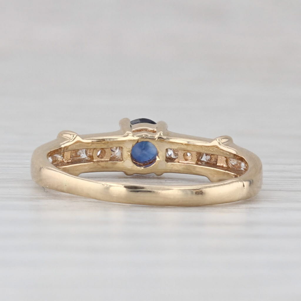 Light Gray 0.35ctw Blue Sapphire Diamond Ring 14k Yellow Gold Size 3.25