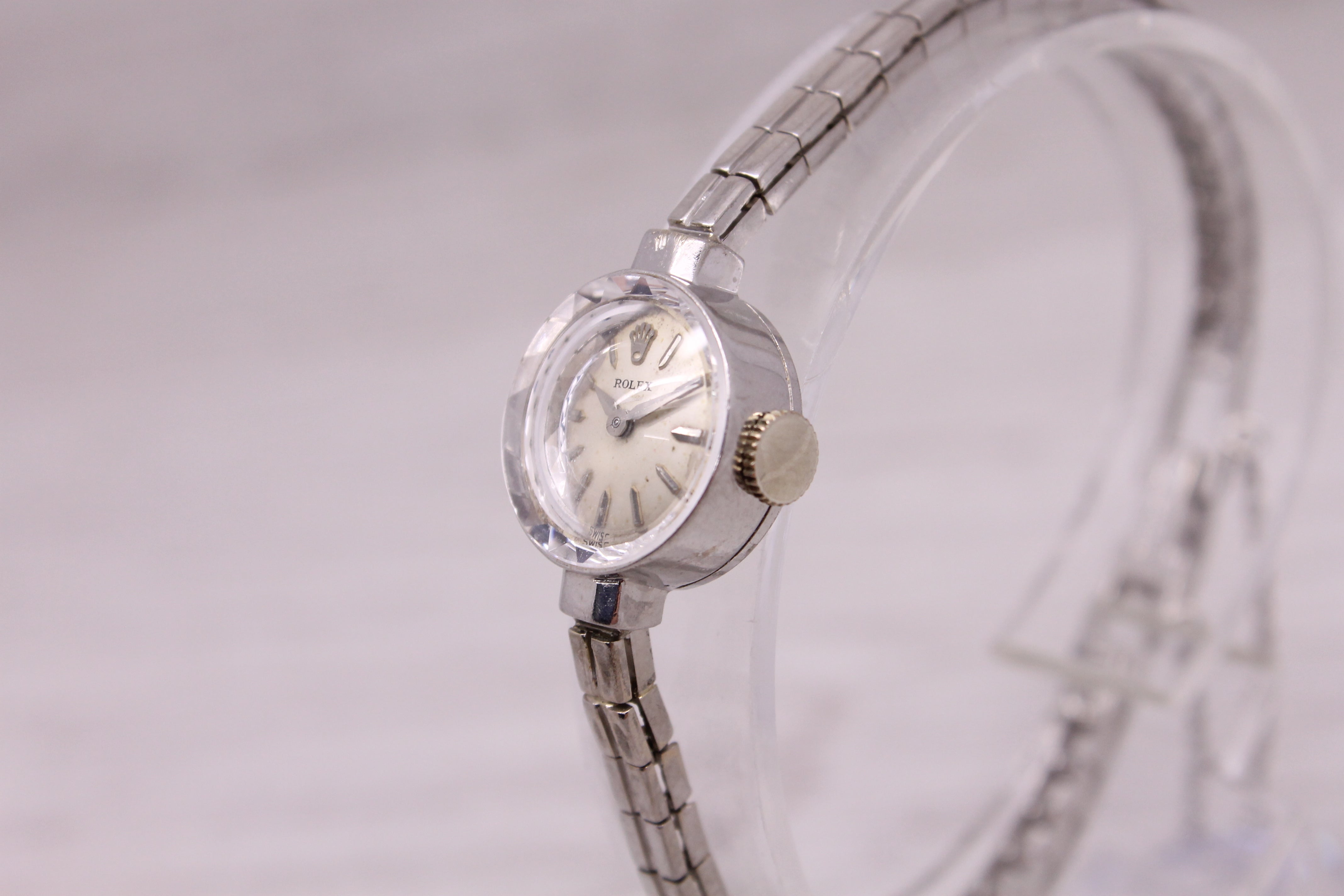 Gray Vintage 1950's Rolex 14k White Gold Ladies Dress Bracelet Watch c.1401 Serviced