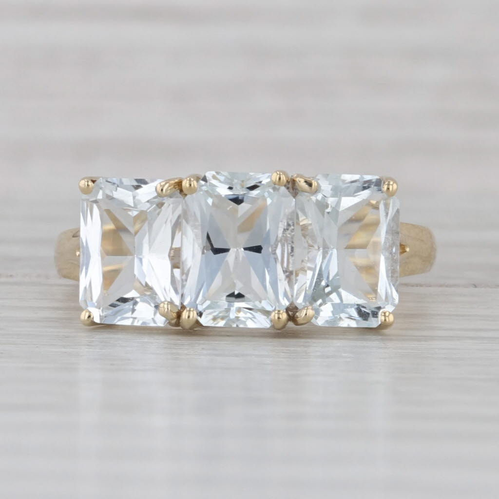 2.59ctw Aquamarine 3-Stone Ring 14k Yellow Gold Size 5.5