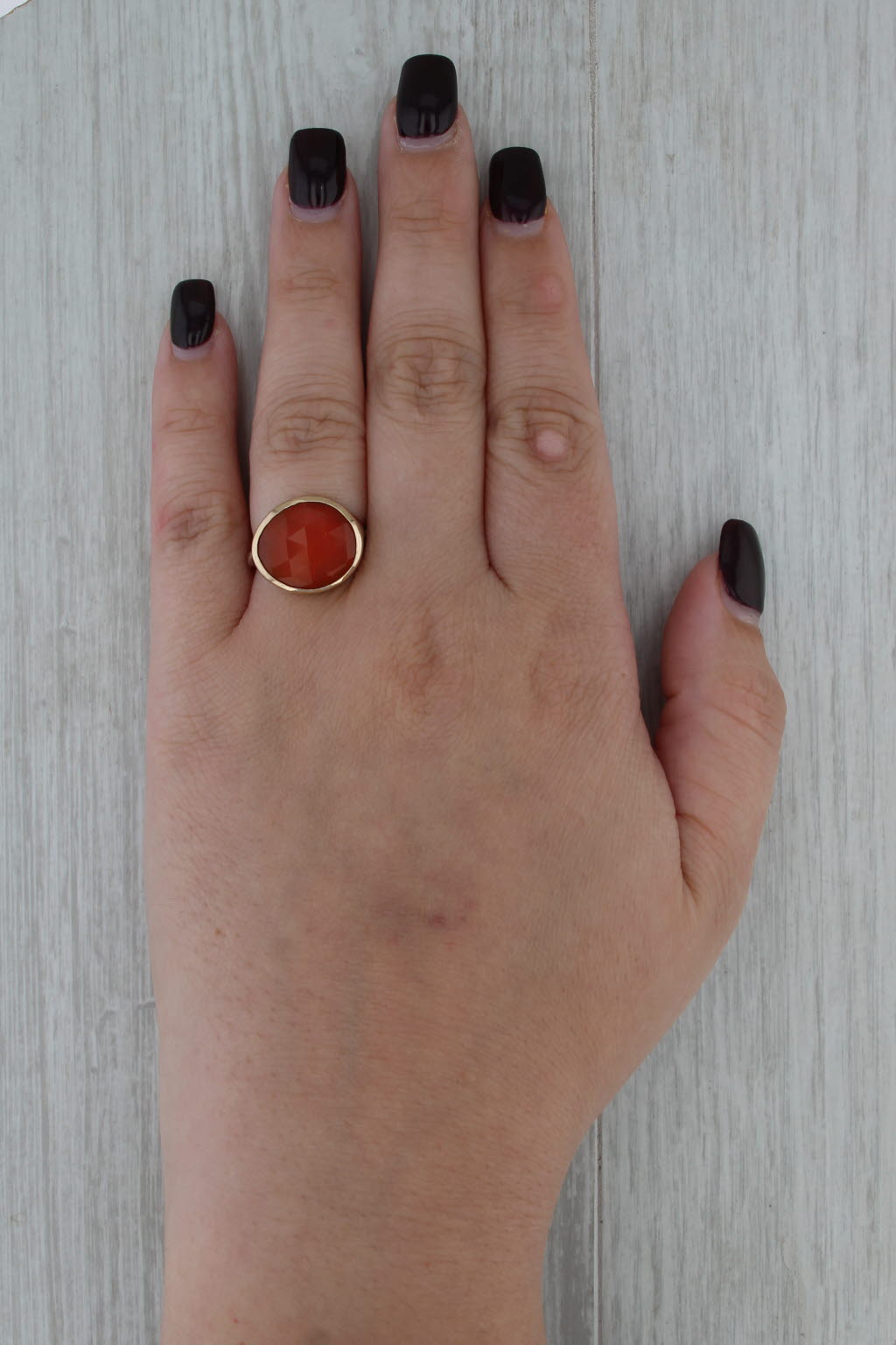 Jes Maharry Always Grateful Orange Carnelian Ring Sterling Silver 14k Gold