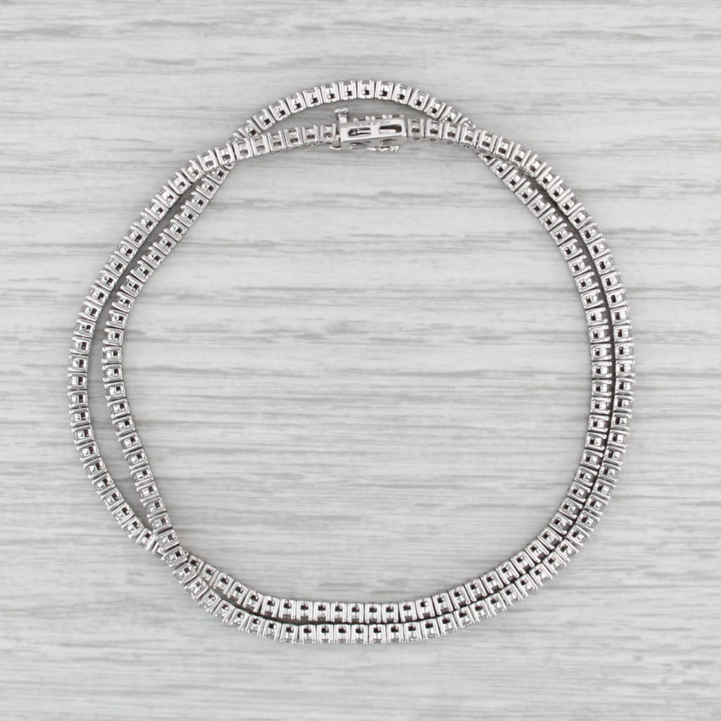 New 7.32ctw Lab Grown Diamond Tennis Necklace 17" 14k White Gold 2.5mm VS1-VS2