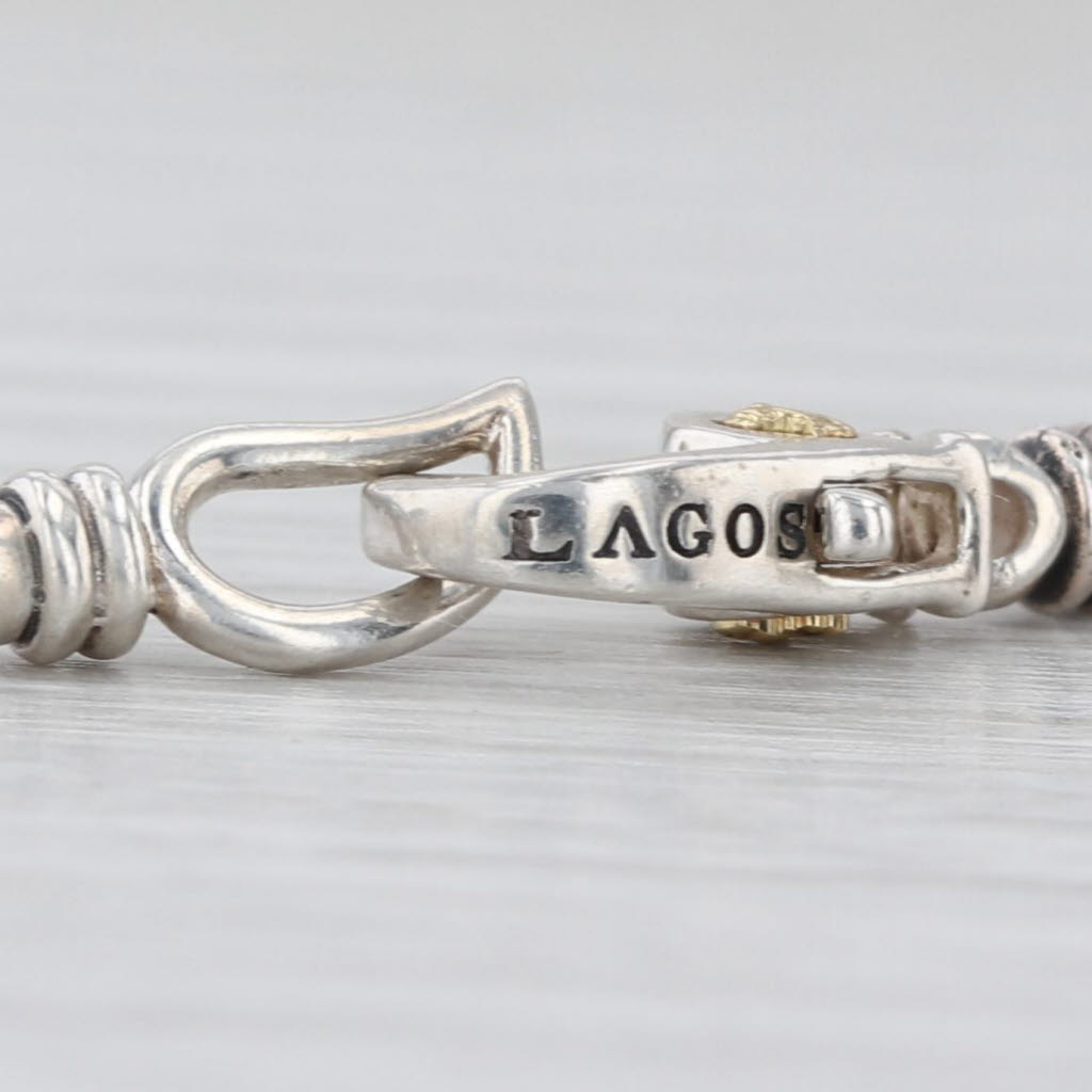 Lagos Caviar Station Bead Chain Necklace Sterling Silver 18k Gold 36" Long