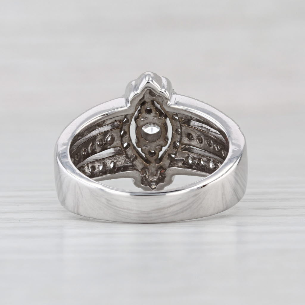 1ctw Diamond 14k White Gold Size 7.5 Cocktail