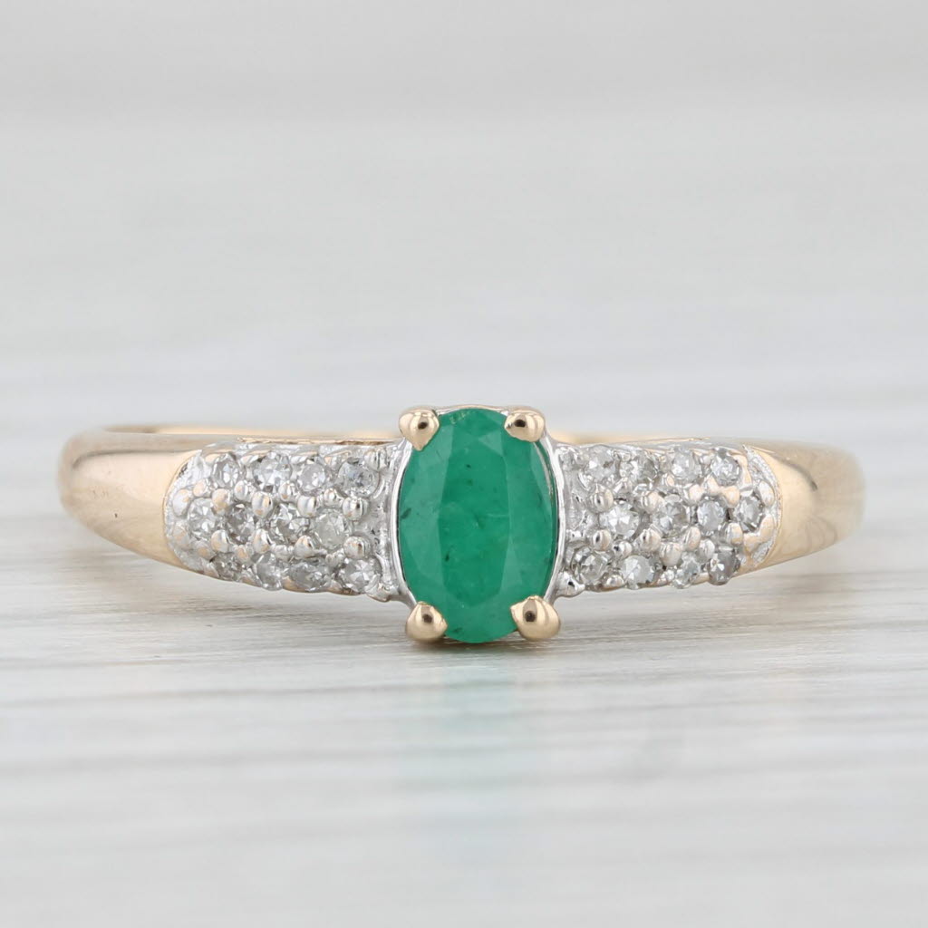 Light Gray 0.50ctw Oval Emerald Diamond Ring 10k Yellow Gold Size 8