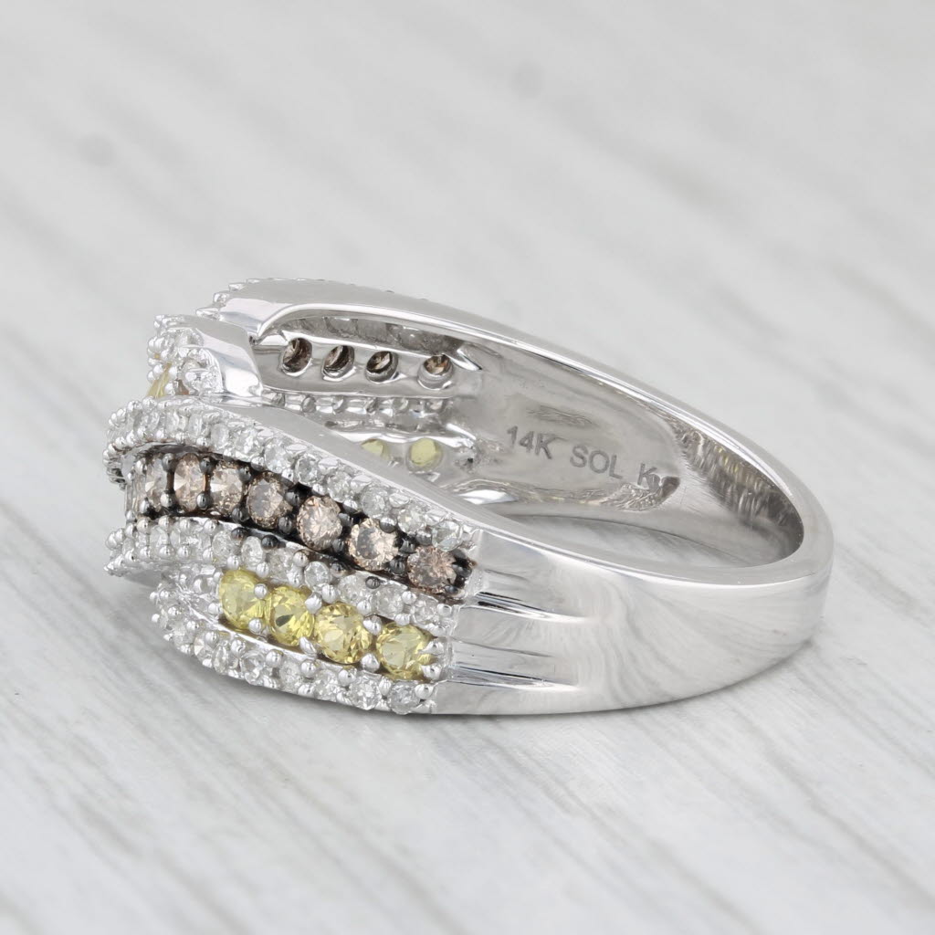 Light Gray 0.80ctw White Brown Diamond Yellow Sapphire Ring 14k Yellow Gold Size 7.25