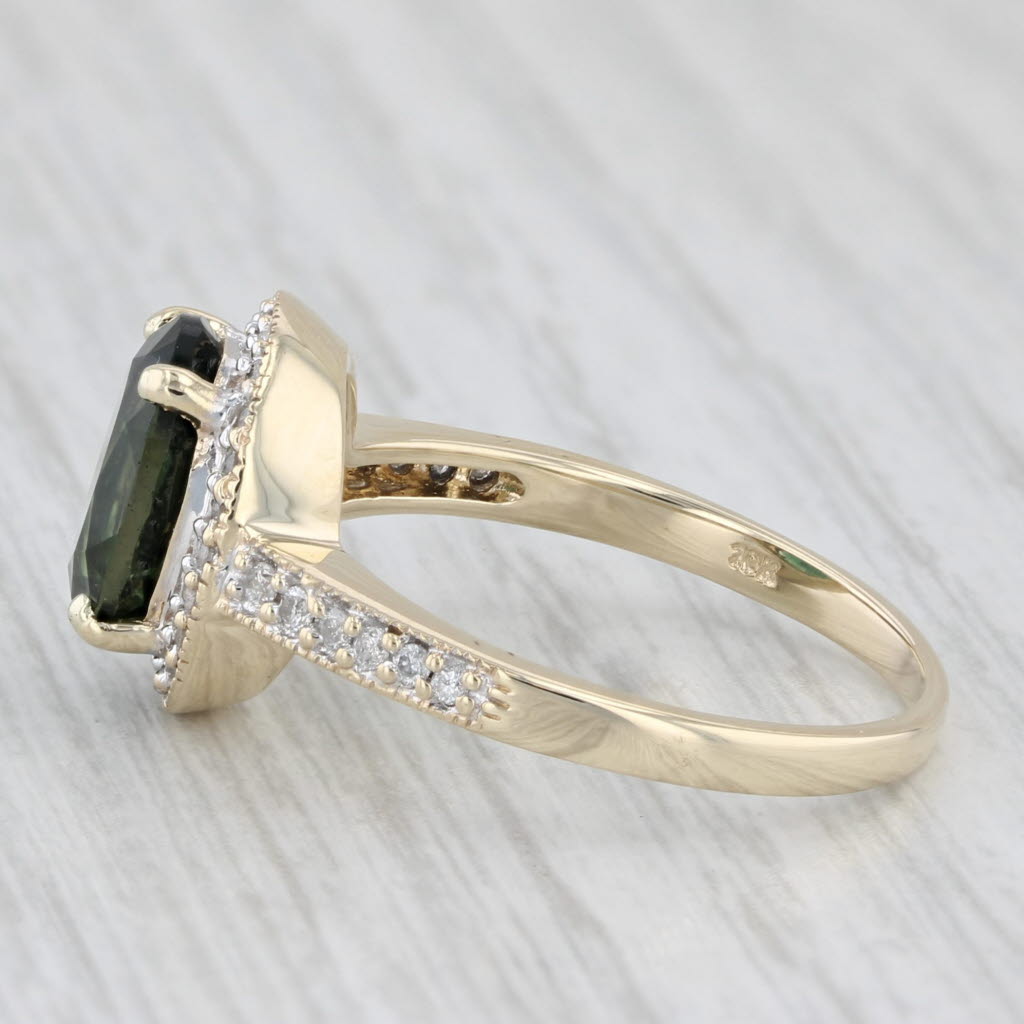 Light Gray 3.65ctw Lab Created Green Quartz Diamond Halo Ring 10k Yellow Gold Size 8