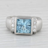 2.45ctw Aquamarine Diamond Ring Platinum Size 6.75 Brushed Finish