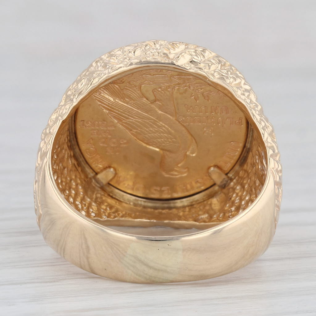 Light Gray Authentic 1914 Indian Head $2.50 Gold Coin Ring 14k 900 Yellow Gold Size 10.75