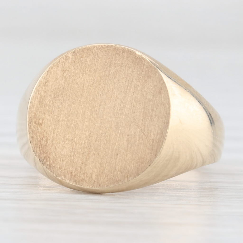 Light Gray Engravable Signet Ring 10k Yellow Gold Size 8 Vintage