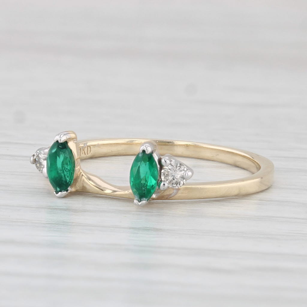 Light Gray Simulated Emerald Green Glass Enhancer Ring 10k Gold Sz 6.75 Guard Jacket Bridal