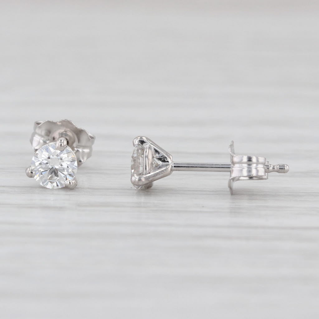 New 0.38ctw Round Brilliant Diamond Solitaire Stud Earrings 14k White Gold Studs